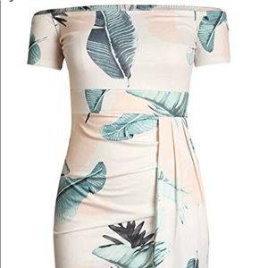 Off the shoulder split floral party dress